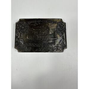 Belt Buckle Vintage 1973 Bergamot Brass Works Queen of the West Mississippi